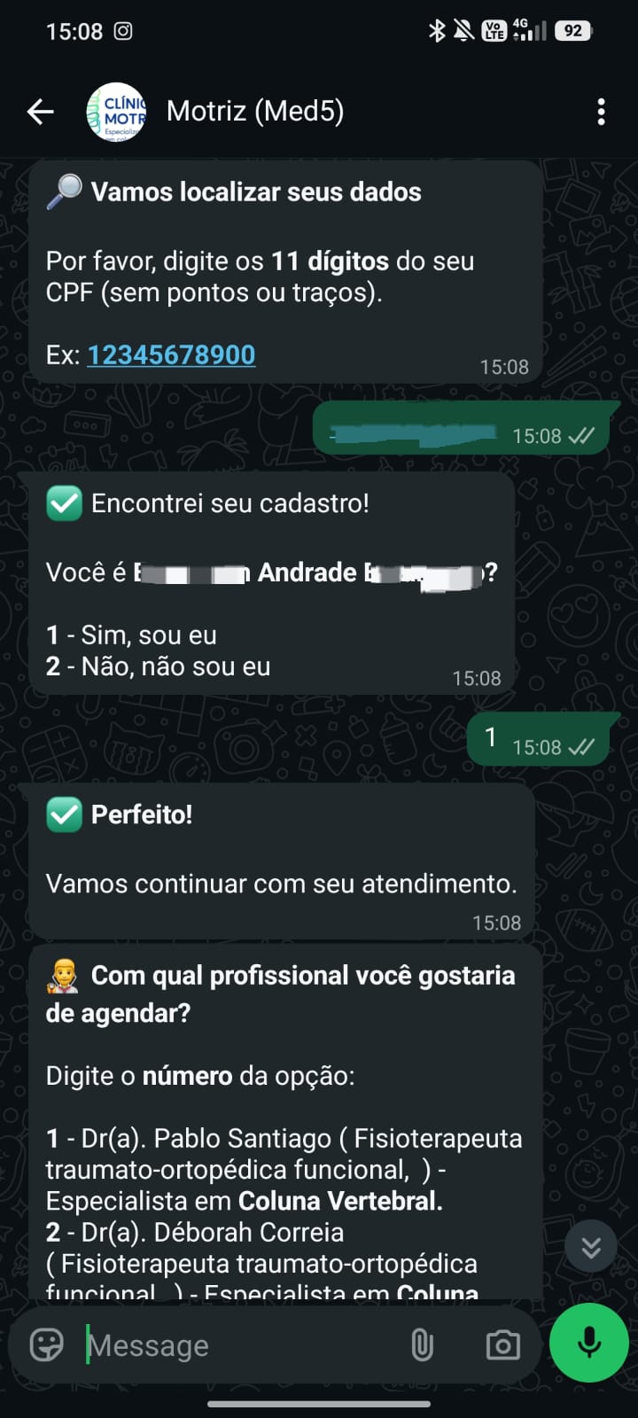 Sofia atendendo no WhatsApp